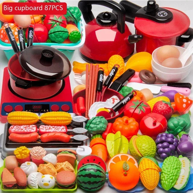 Set For Kids Kitchen Toys Girl Cooking Baby Cutting Fruit Cooking Kitchen Utensils Children's Simulation Education Pretend Play