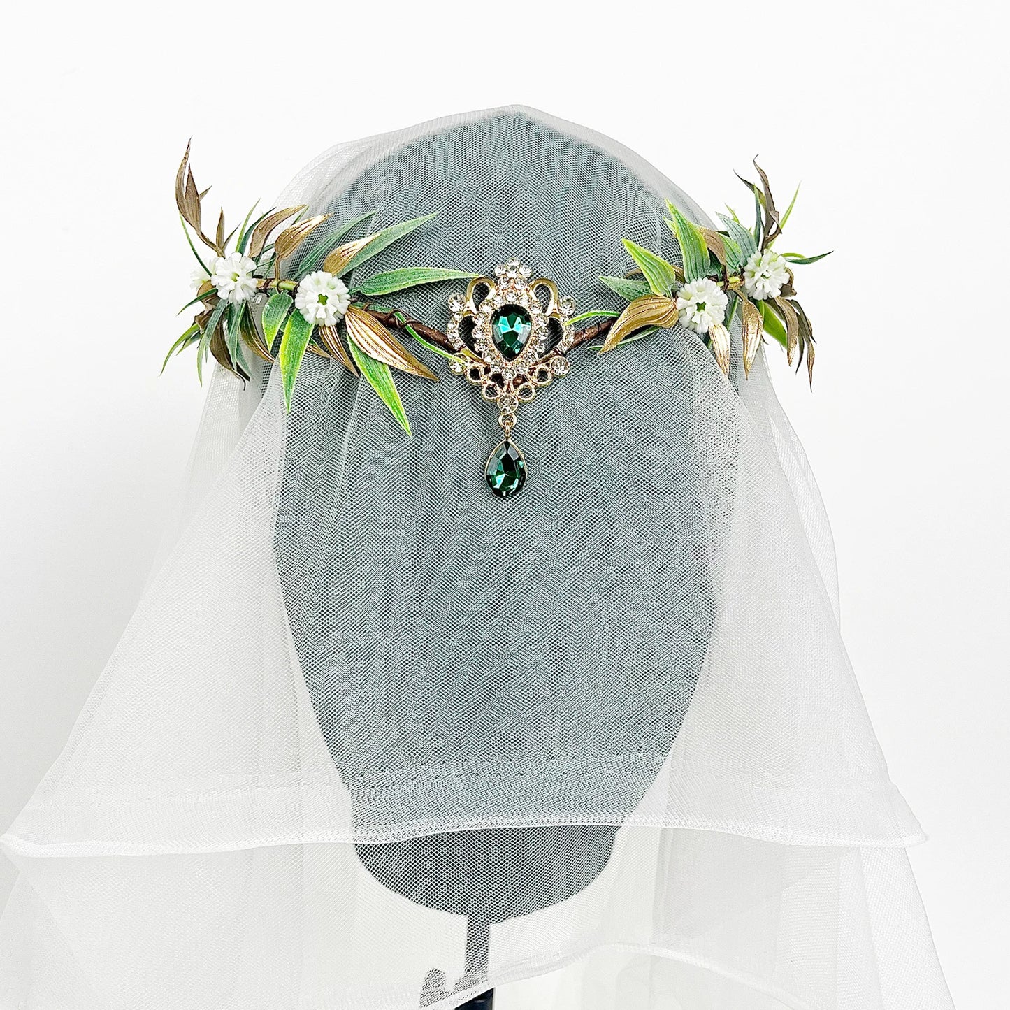 Fairy Flower Leaf Crowns Headband for Women Elven Princess Tiara Elf Headpiece for Cosplay Halloween Costume Photoshoot Wedding