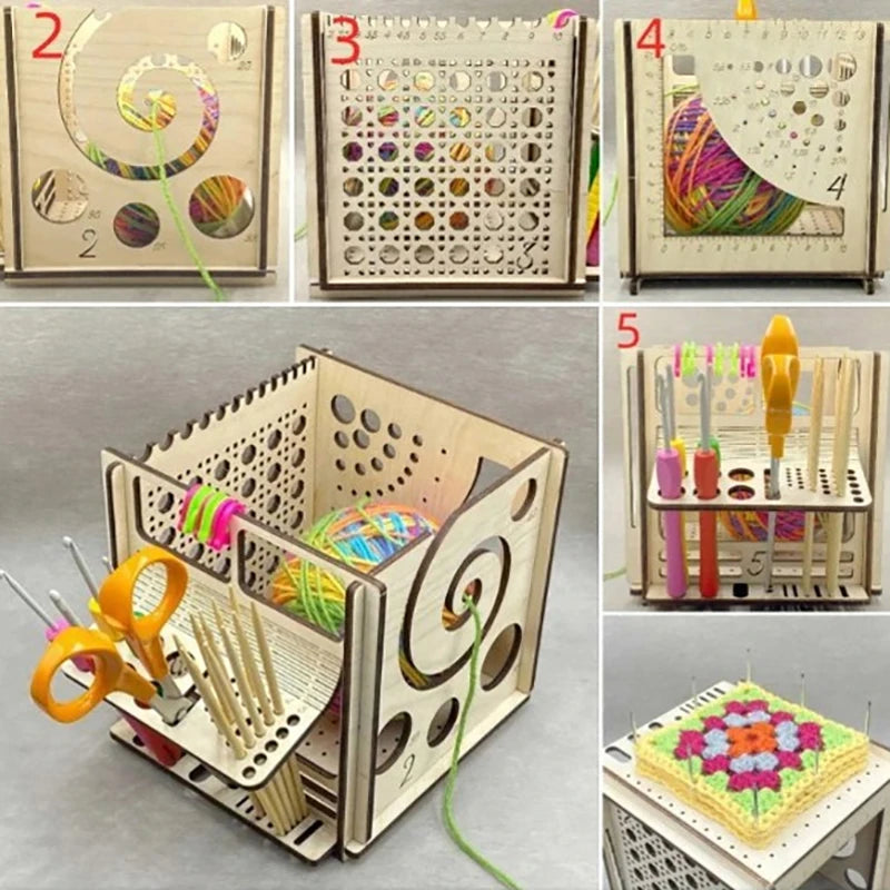 Creative Wooden Yarn Bowl Crochet Organizer Storage Holder DIY Wooden Yarn Dispenser Knitting Bowl For Knitting Crochet Skeins