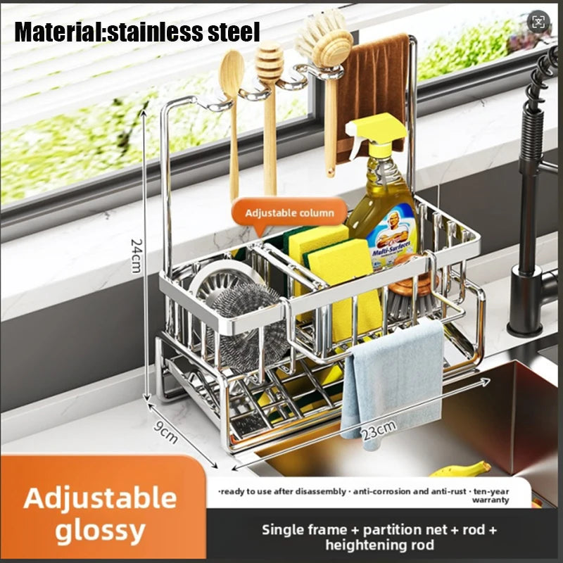 Stainless Steel Storage Shelf, Metal Kitchen Organiser Rack for Pantry, Bathroom, Office, Heavy Duty & Space Saving