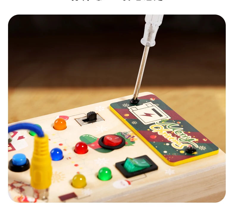 Kids Early Education Toys Electronic Led Light Baby Wooden Sensory Busy Board Montessori For Toddler Christmas Gifts
