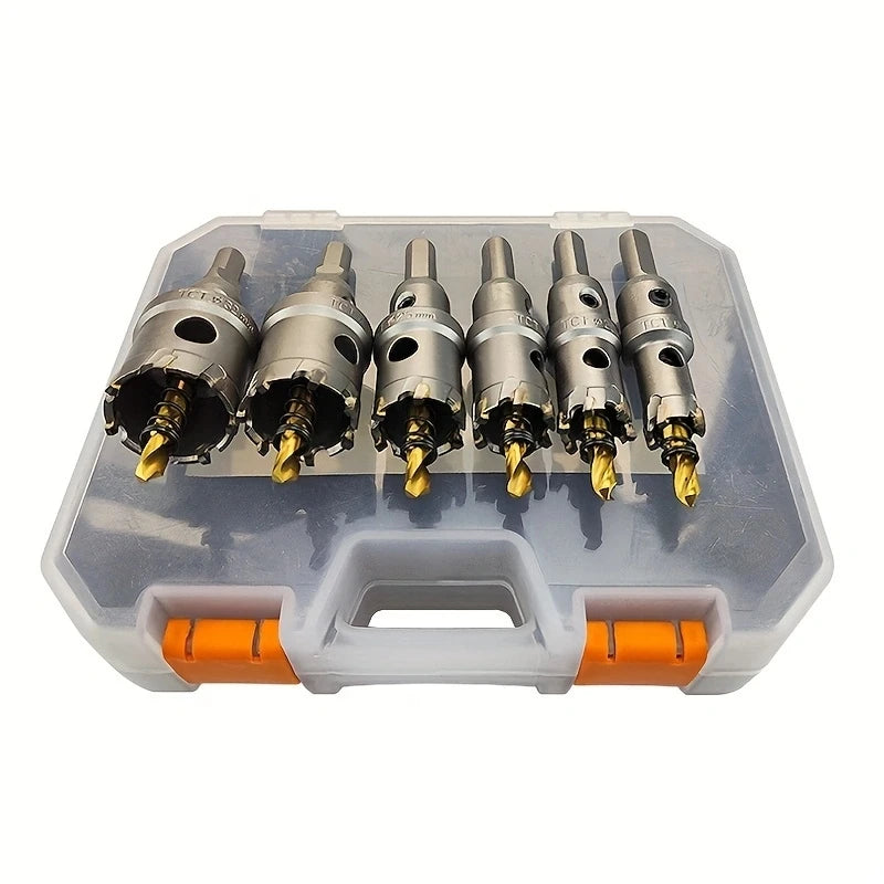 8pcs Heavy Duty Carbide-Tipped Hole Saw Set - 16-32mm Sizes for Stainless Steel & Iron Plate - Durable Metalworking Drill Tool