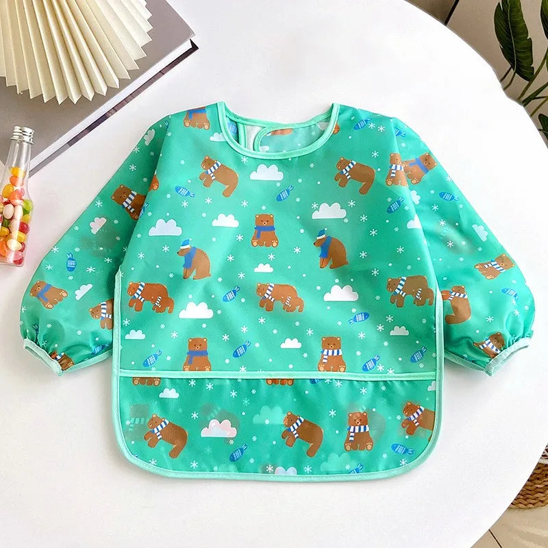 Cute Colourful Cartoon Baby Long Sleeve Bibs