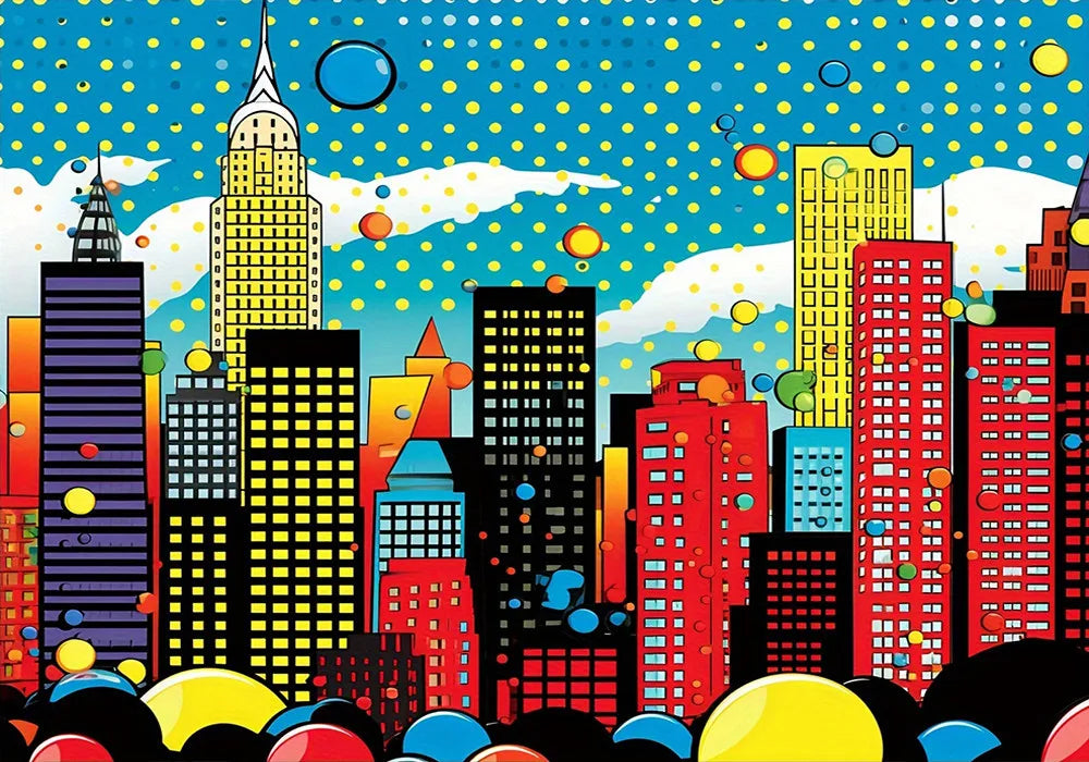 Superhero City Photo Background Children Baby Boy Birthday Party Photography Backdrop Wall Cake Table Decoration Banner
