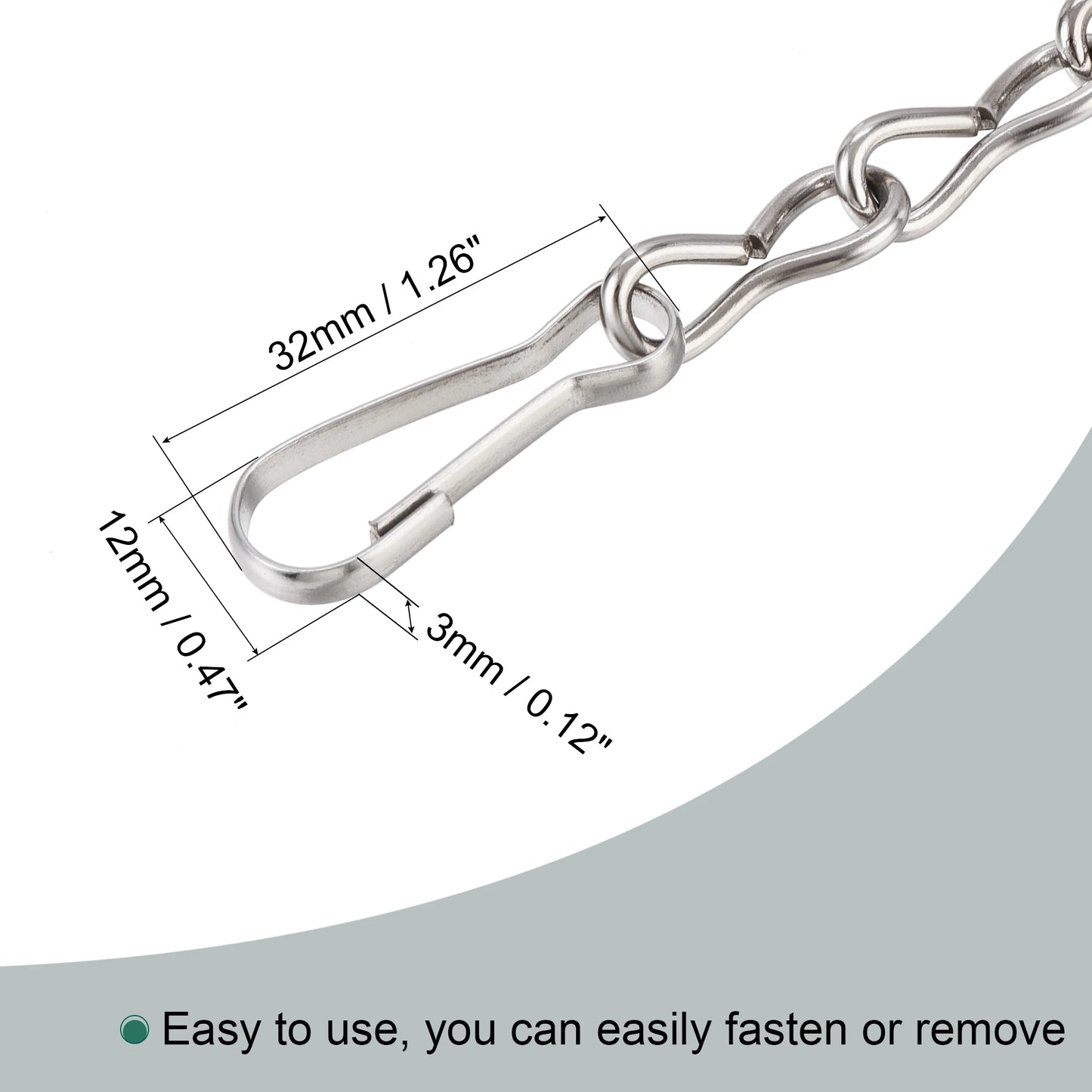 4Pcs Hanging Chains 90cm Extension Link with S Shaped Hooks for Plant Basket Lantern Ornament Silver Tone