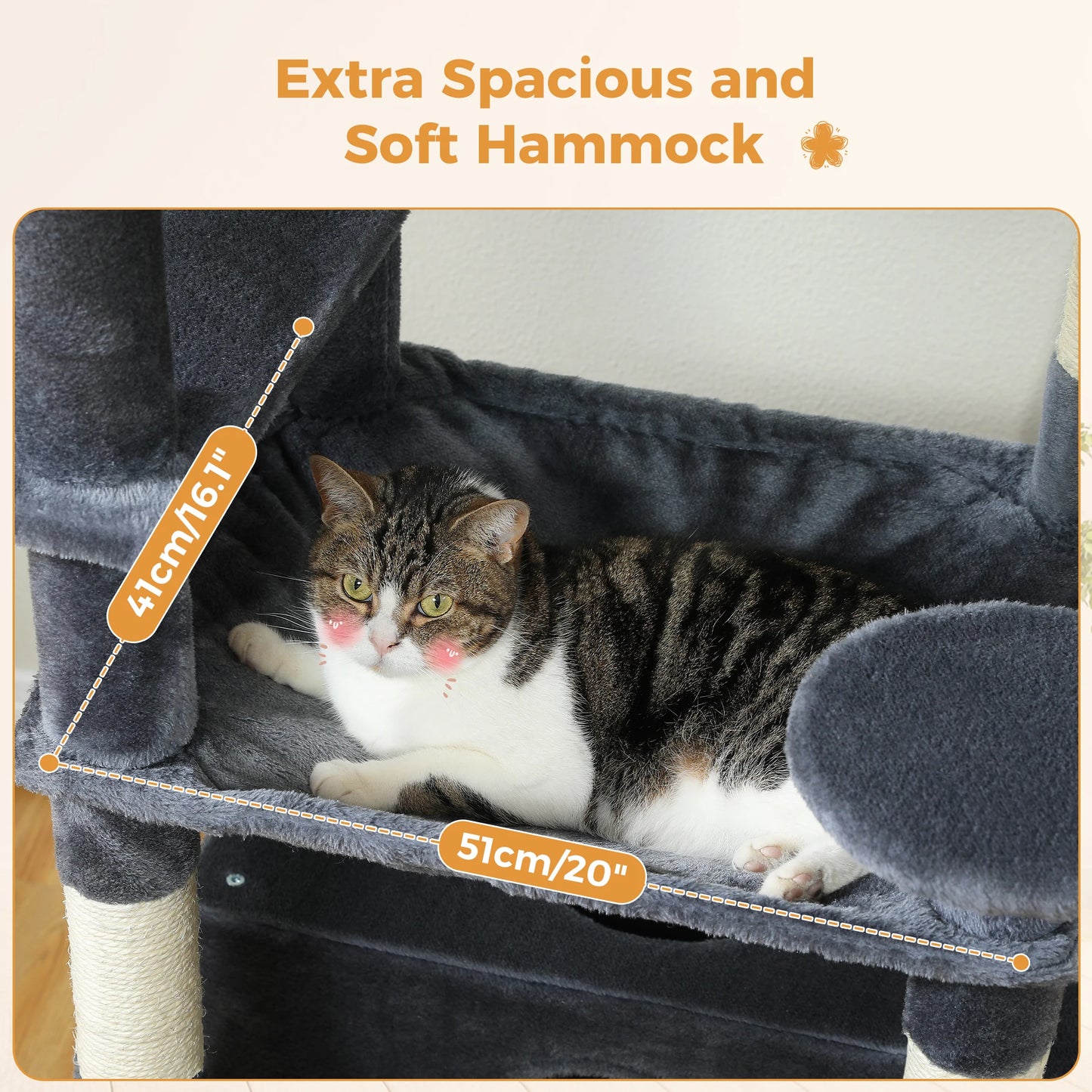184cm Large Cat Tree and Tower for Indoor Cats With Sisal-Covered Scratching Posts Spacious Hammock Padded Perches and Condos