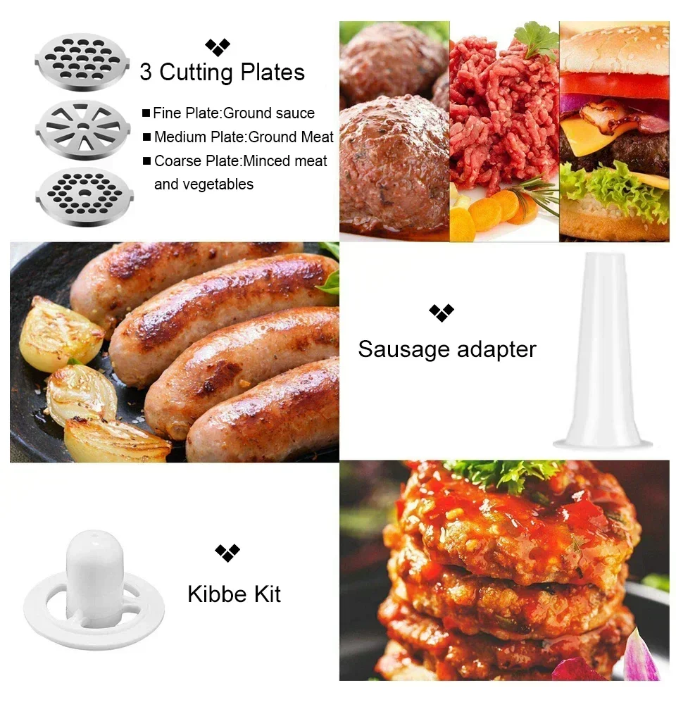 Electric Meat Grinder Powerful Heavy Duty Meat Mincer filler Sausage Grinder Stainless Steel Food Processor Sausage Stuffer