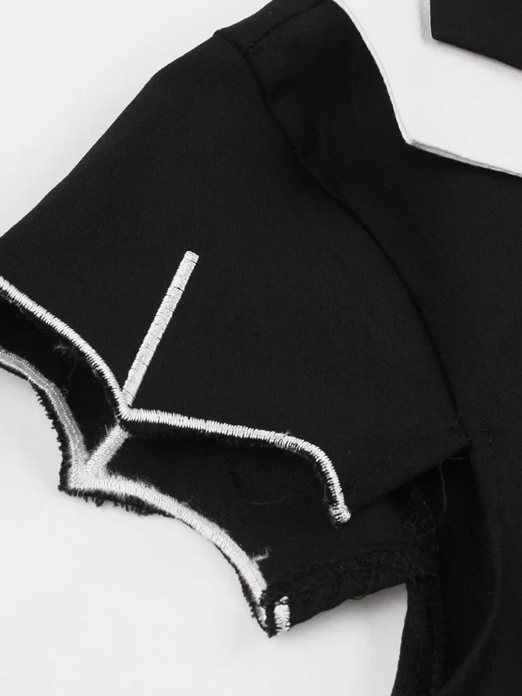 Tonval Bat Embroidery Halloween Costumes Party Vintage Dresses for Women Cap Sleeve Keyhole Front Cotton Retro A Line Dress