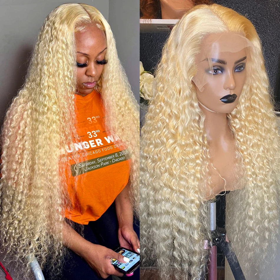 Silkwave 613 Honey Blonde Color 13x6 HD Lace Frontal Wig Human Hair Curly Wig Deep Wave 13x4 Lace Front Human Hair Wig For Women