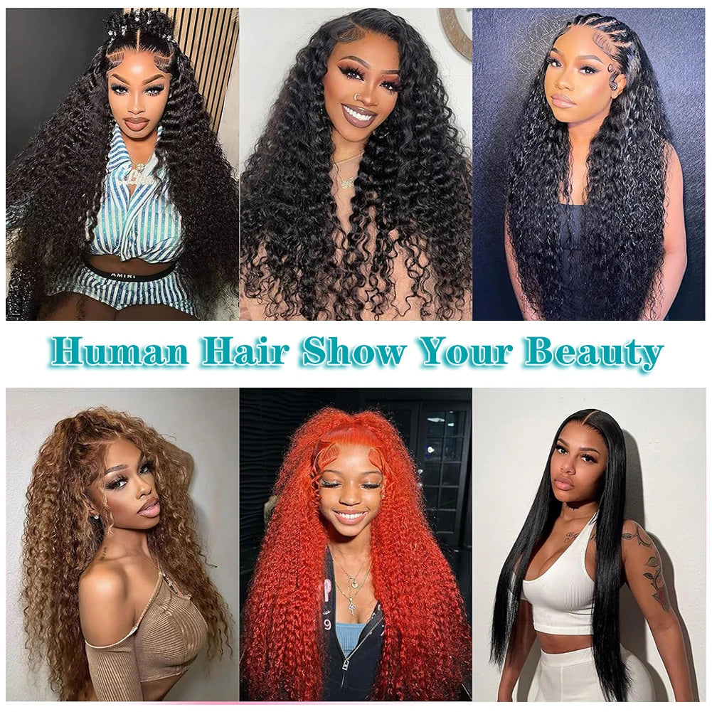 46 Inch Deep Wave Lace Front Wigs Human Hair 13x6 HD Lace Frontal Wigs Pre Plucked Brazilian Curly Human Hair Wig 200 Density