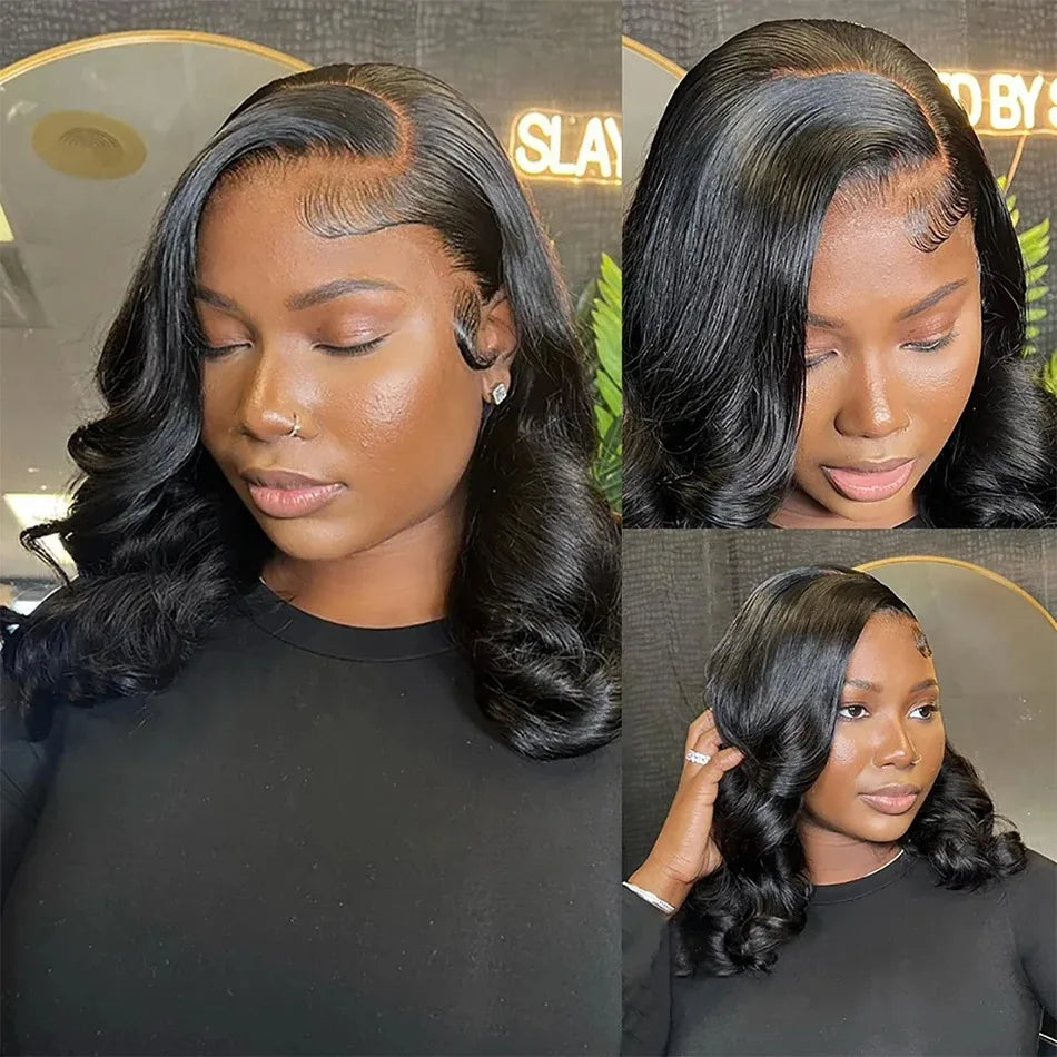 Black Curly Short Bob 13x6 HD Transparent Lace Front Wig 100% Human Hair Deep Water Wave Lace 13x4 Frontal Wigs For Women Choice
