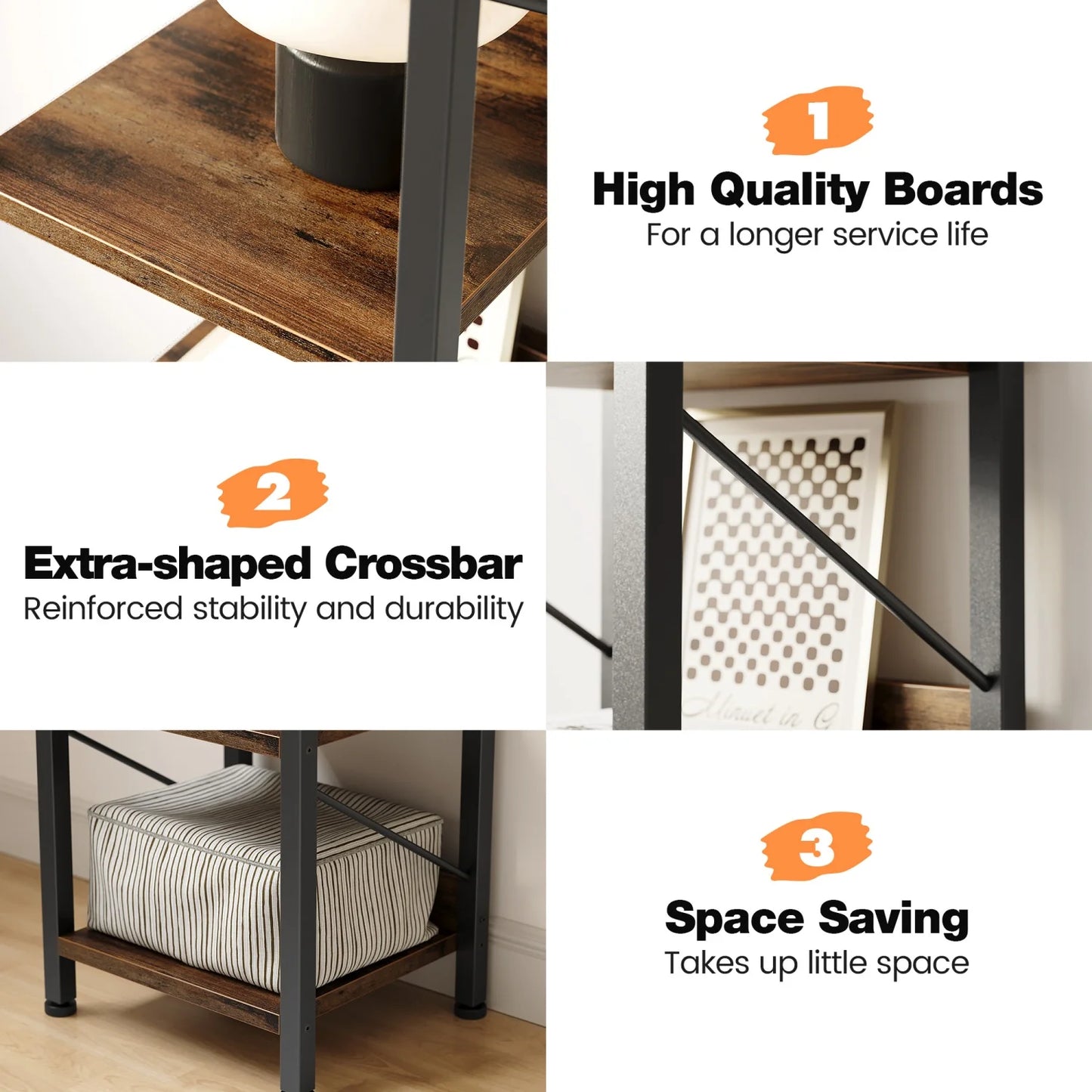 Bookshelf Narrow Bookcase Tall Skinny Storage Rack Shelf 6 Tier Industrial Bookshelf Display Racks for Home Office
