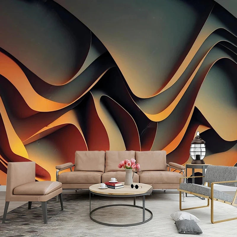 Custom Luxury Abstract Wave Mural 3D Wallpaper