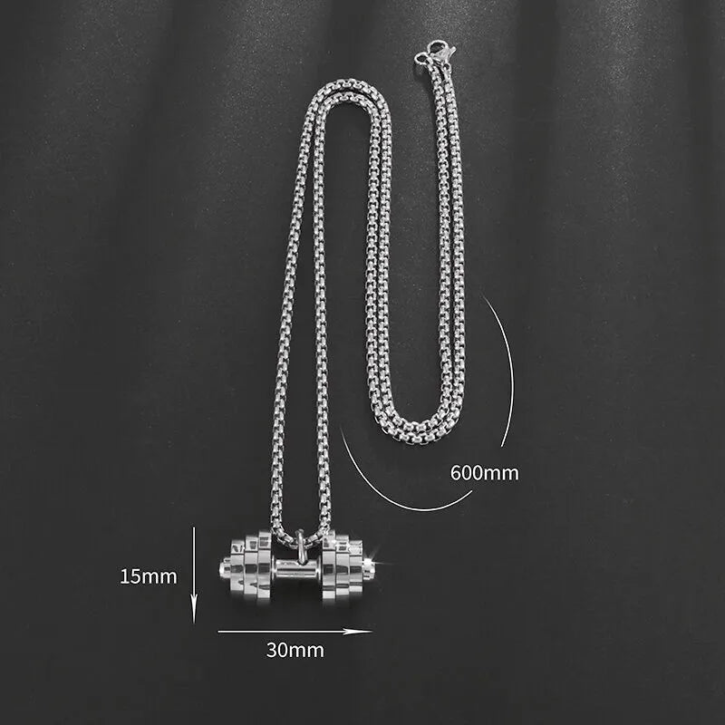 Titanium Steel Dumbbell Necklace