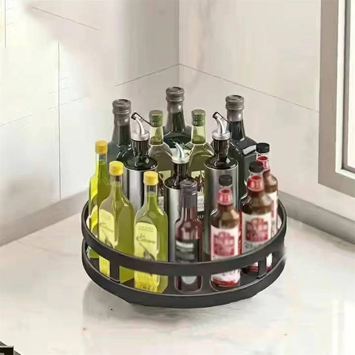 Rotatable Kitchen Storage Rack kitchen Accessories Spice Storage Rack Clean Storage 360 Degrees Rotatable Organiser Turntable