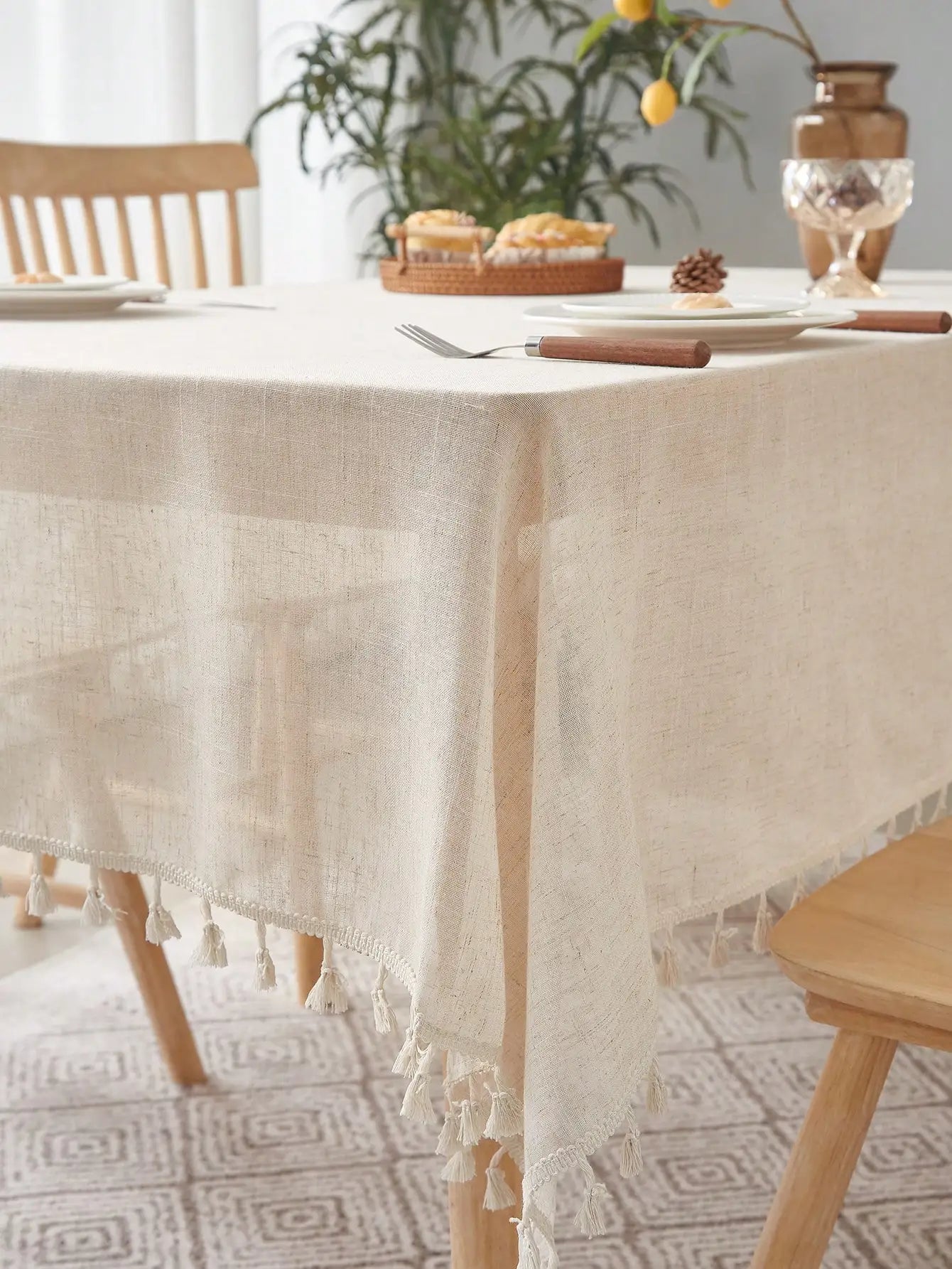 Retro Style Linen Square Table Cloth