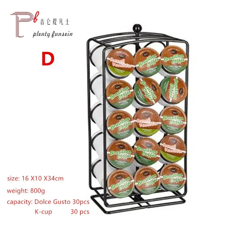 Coffee capsule holder, rotating universal, 50 in a small bag, 40 in a medium bag, and 30 in a large bag. Golden egg for orange
