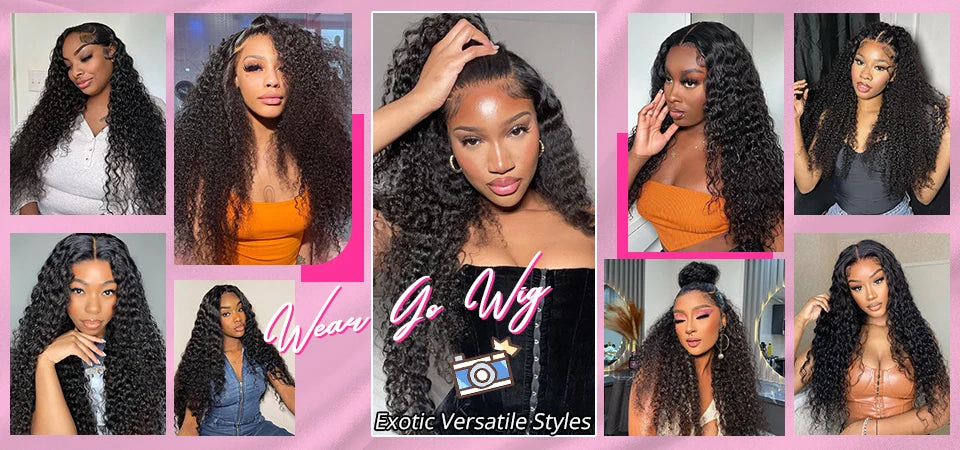 Deep Wave 250% High Density 13x6 HD Lace Frontal Human Hair Wig Brazilian Curly Water Wave Lace Frontal Wigs For Women CEXXY
