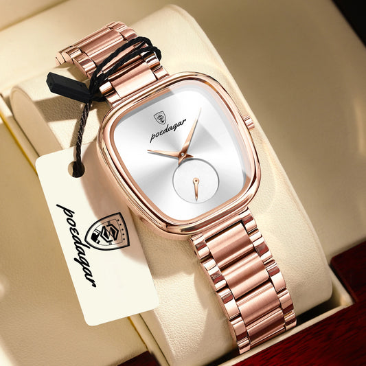 POEDAGAR Fashion Watch For Woman Waterproof Stainless Steel Quartz Couple Watches High Quality Ladies Wristwatch Girlfriend Gift