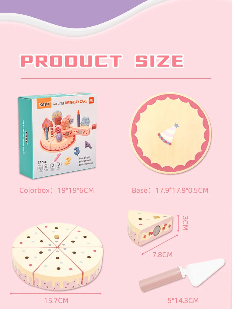 Wooden Kitchen Toys Pretend Toys Cutting Cake Play Set Food Kids Toys Montessori Tea Party Learning Educational Toys For Gifts