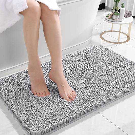 Homaxy Chenille Plain Hairy TPR Material Door Mat Indoor Non Slip Door Mat Dirt Trap Absorbent Mat Absorbs Water Bathroom Mat