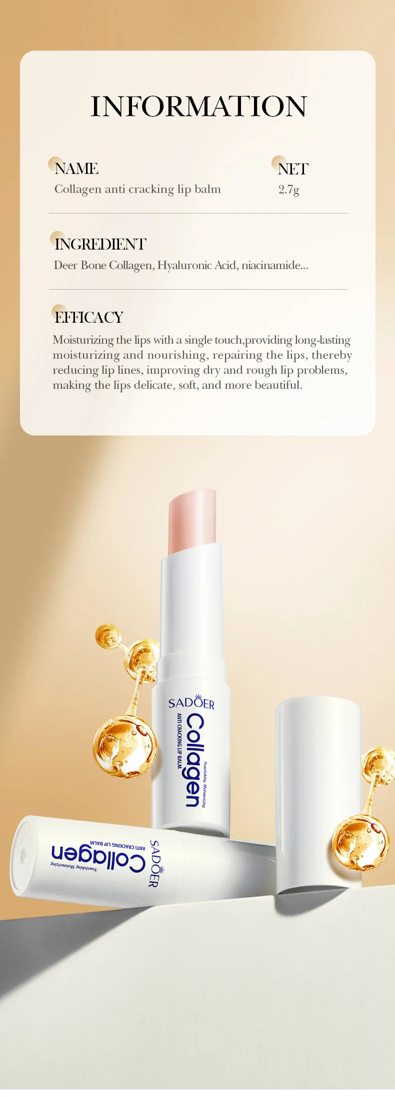 SADOER Collagen Moisturising Lip Balm