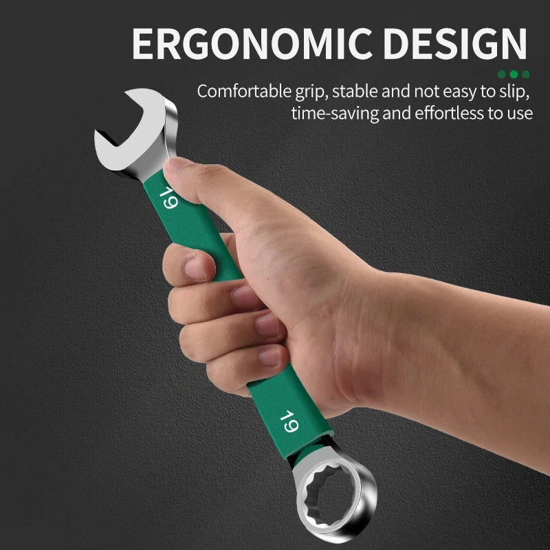 BaoLian Durable Wrench 8-30mm Plum Blossoms Open Combination Wrench Two-Way Double Fast Wrench Auto Repair Tools