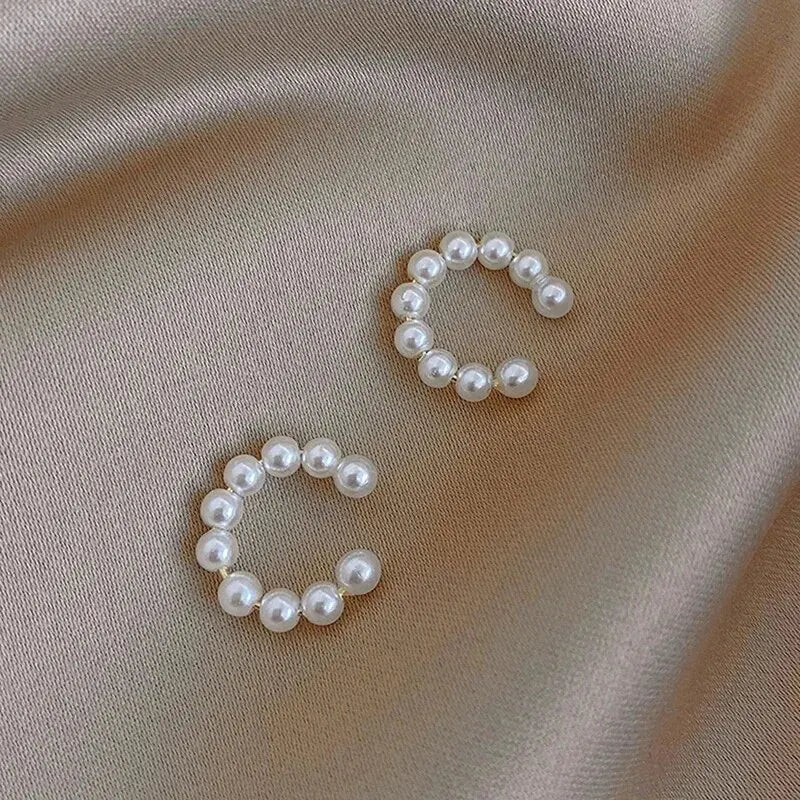 Pearl Ear Cuff Clip C-Shaped Earrings