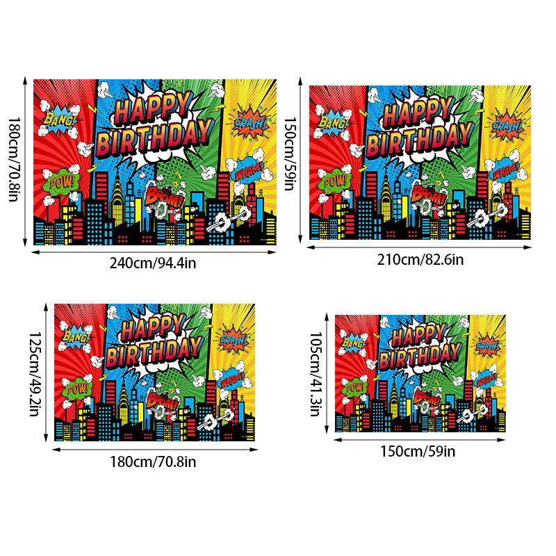 Superhero City Photo Background Children Baby Boy Birthday Party Photography Backdrop Wall Cake Table Decoration Banner