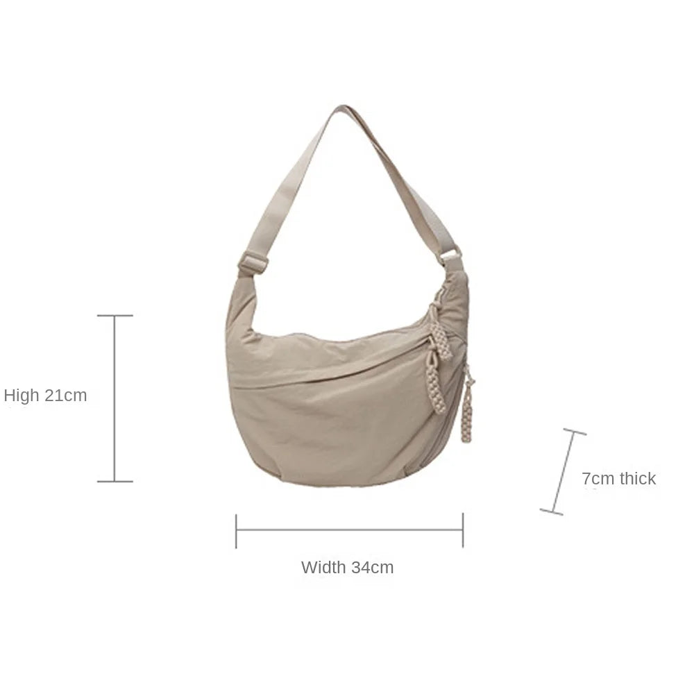 New Canvas Crossbody Bags Large Capacity Korean Simplified Shoulder Bag Lightweight Solid Color Dumpling Bag Travel