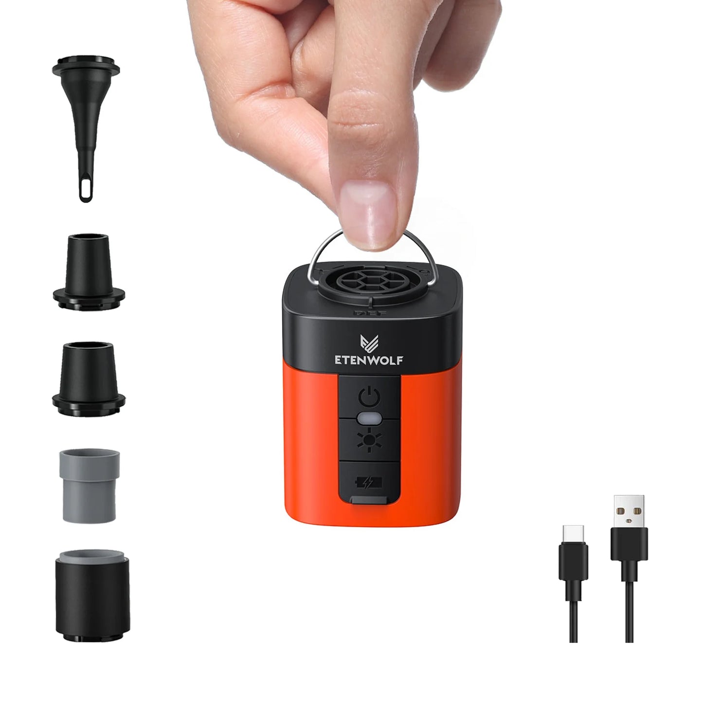 ETENWOLF AIR 3 Electric Air Pump 2600mAh Battery & Light Portable Camping Pump for Air Mattress Sleeping Pads Pool Floats
