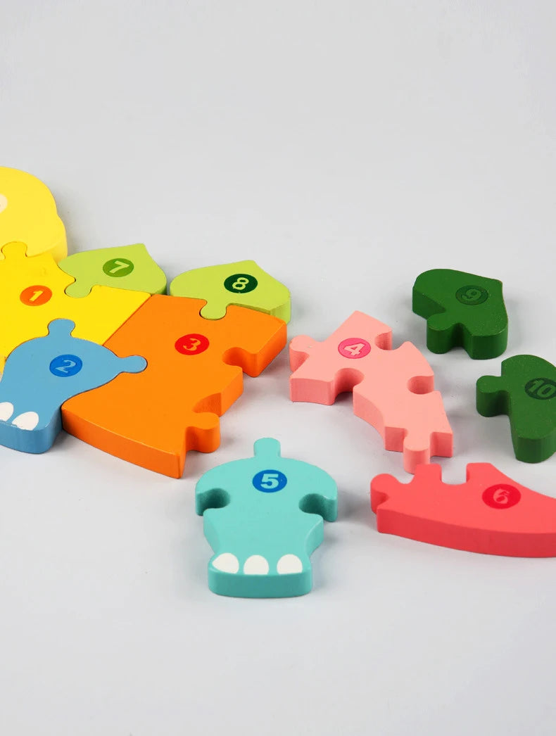 Rectangle Wooden Puzzle for Kids, Animals Vehicles Pattern Colorful Wood Numbered Puzzles For Toddlers