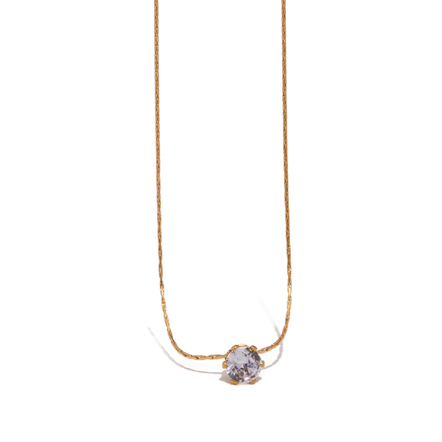 Stainless Steel Zircon Pendant Necklace