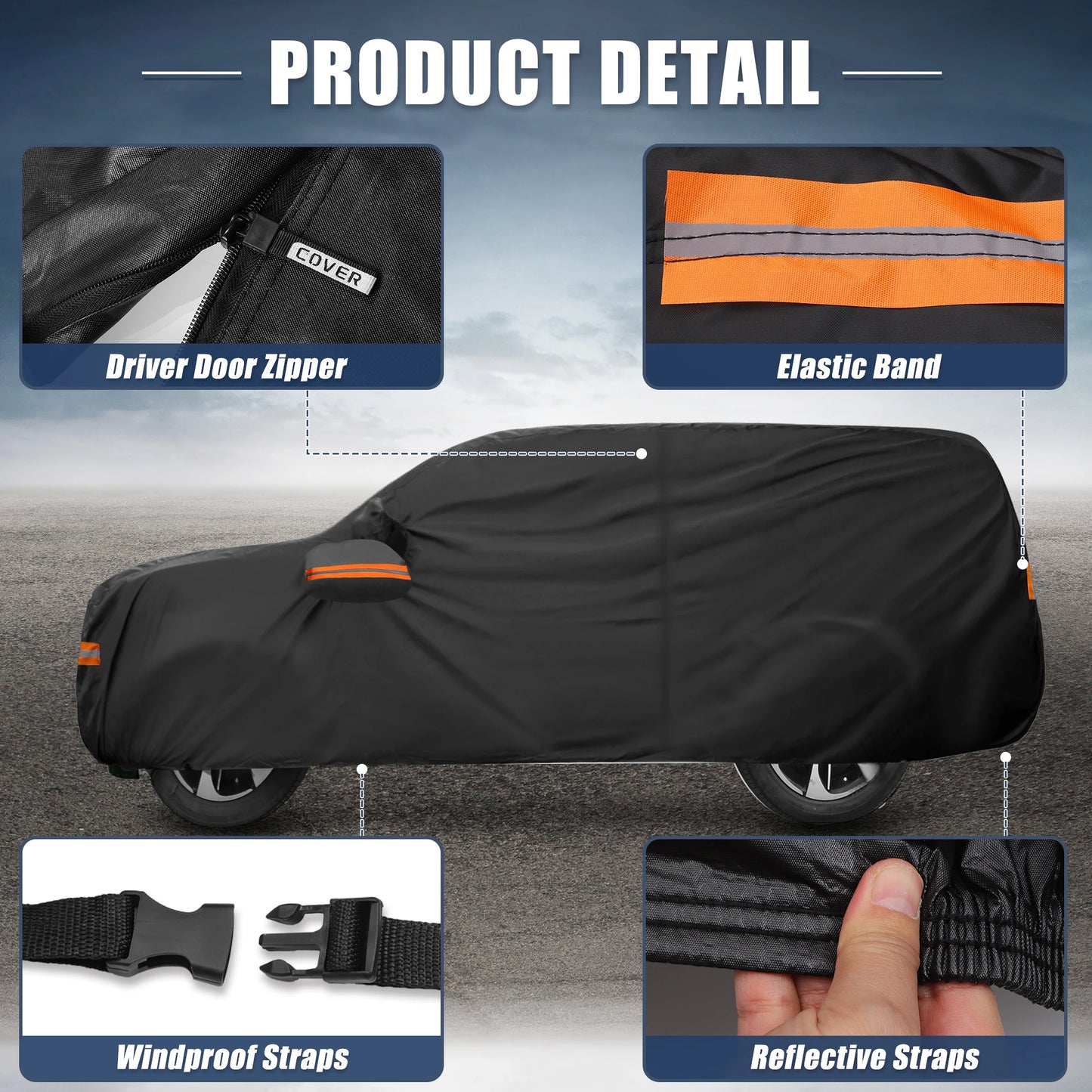 X Autohaux Truck Car Cover for Chevrolet Tahoe 4 Door 2007-2020 Aluminum Film Outdoor Full Car Cover with Driver Door Zipper