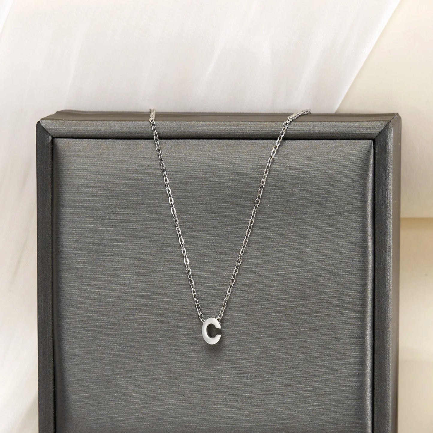 Silver Color Tiny A-Z Initial Letter Necklace for Women Stainless Steel 26 Alphabet Name Pendant Necklaces Jewelry Birthday Gift