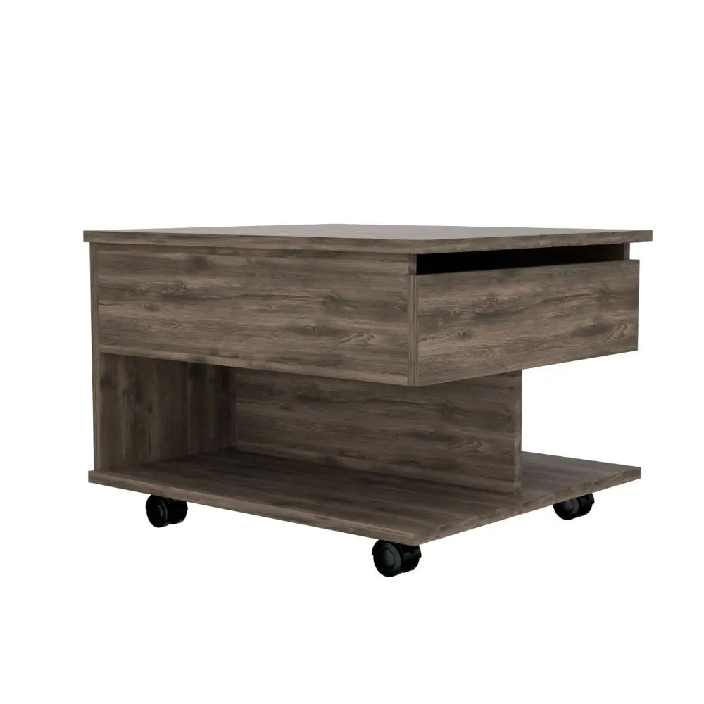 Luanda Lift Top Coffee Table, Casters, One Shelf Dark Brown