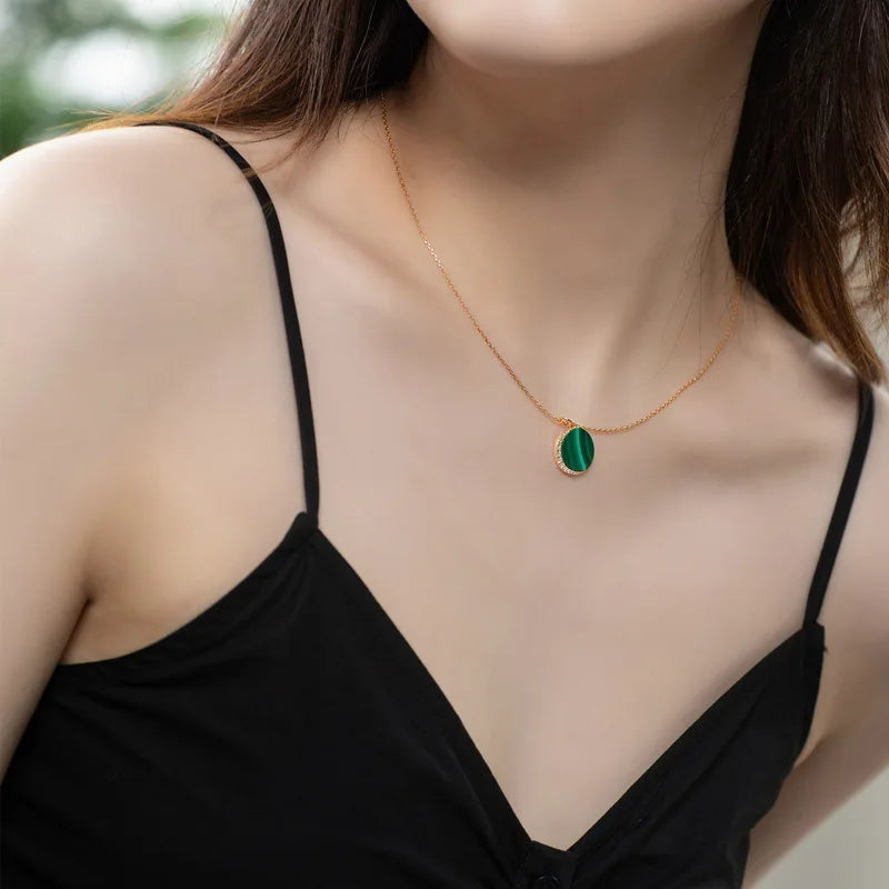 Light Luxury Style Star Moon Peacock Pendant 18K Gold PT950 Platinum Silver Plated 7-layer Gold Necklace Fashionable