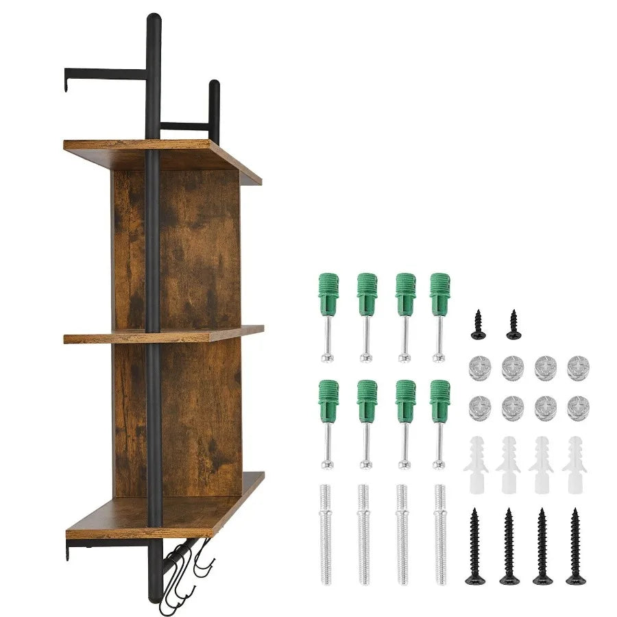 Industrial Pipe Shelf 3 Tier 41.5x9.84in WallMount for Kitchen Bedroom