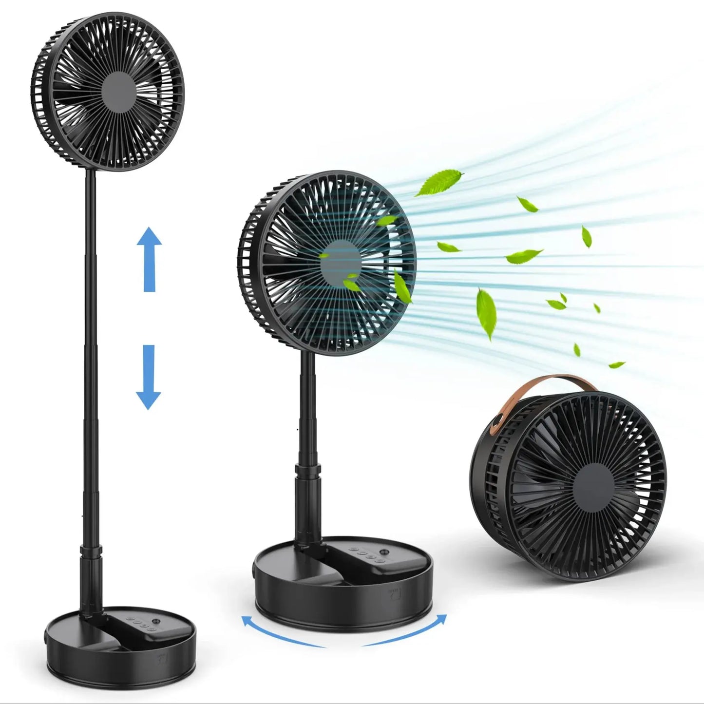 Remote Control Hand Strap &USB Charging Port Battery Operated Portable Standing Fan, 4 Speed, Timer for Camping Travel Outdoor,