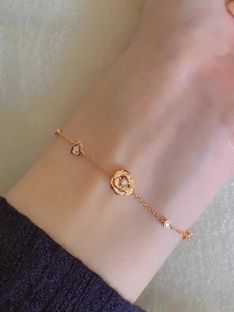 White Zirconia Rose Bracelet