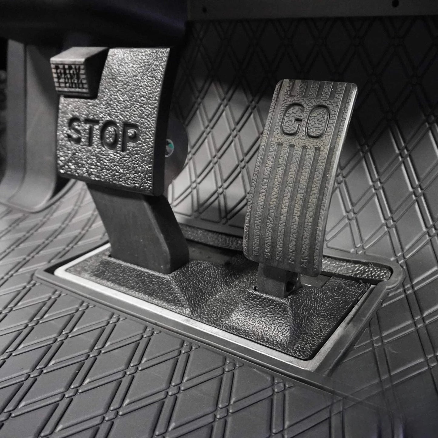 Club Car Compatible Golf Cart Mat, Full Coverage Rubber Floor Liner -(2004-2024+)/Onward & Tempo (2017-2024+) - All Black