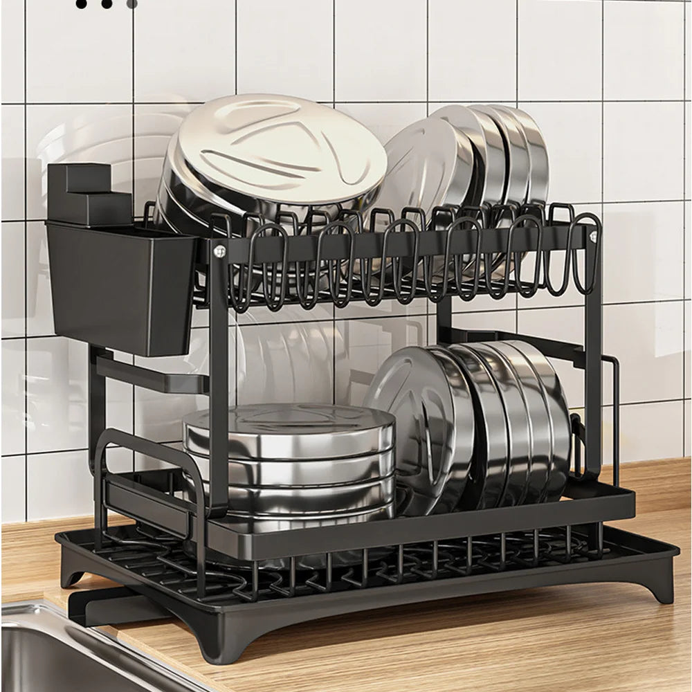 Drainer rack kitchen sink Kitchen Adjustable Plates Organiser Dish Bowl Drainer Storage Rack Cutlery Storage Holder