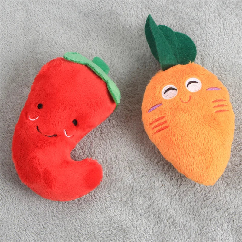 Plush Fruit-Shaped Dog Toy – Squeaky Chew Toy for Small & Medium Dogs, Teeth-Cleaning Pet Toy for Puppies and Cats