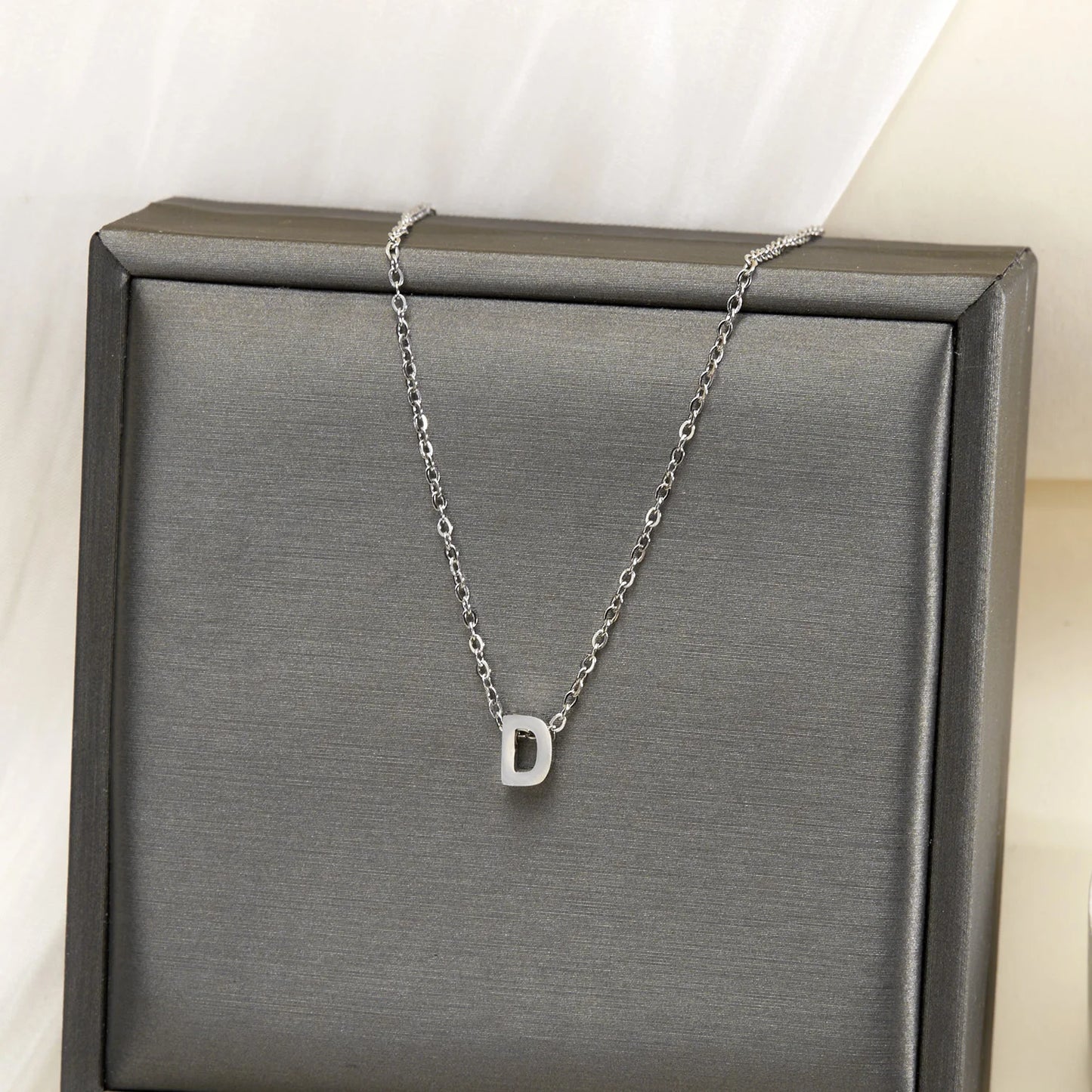 Silver Color Tiny A-Z Initial Letter Necklace for Women Stainless Steel 26 Alphabet Name Pendant Necklaces Jewelry Birthday Gift
