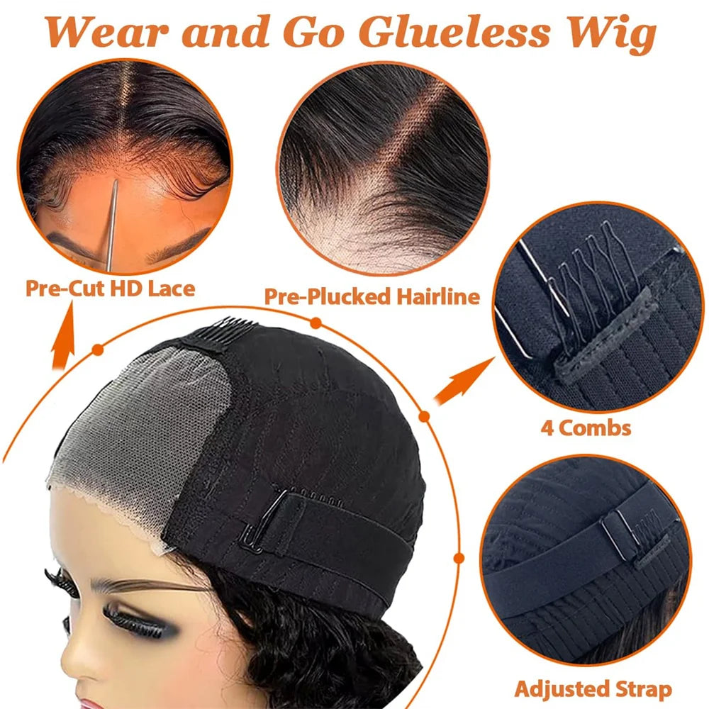180% Straight Glueless Wig Ready To Go Human Hair Wigs Pre Cut Lace Air Wig Sale Wear And Go Bob Wigs For Women Human Hair