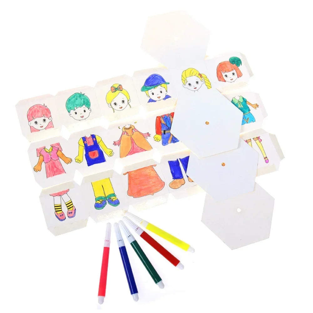 Children's DIY Craft Toys Novelty Painting Drawing Toys Color Filling Paper Rotating Graffiti Puzzle Educational Toys for Kids