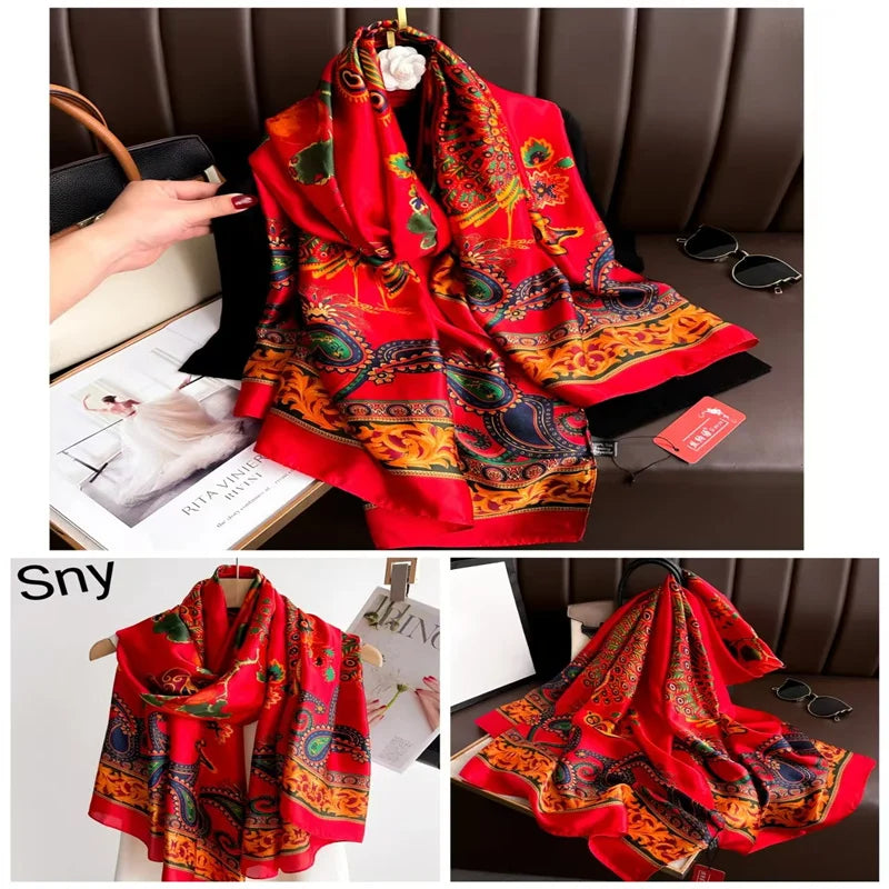 Tensili Brocade Satin Scarf Printed Silk Shawls