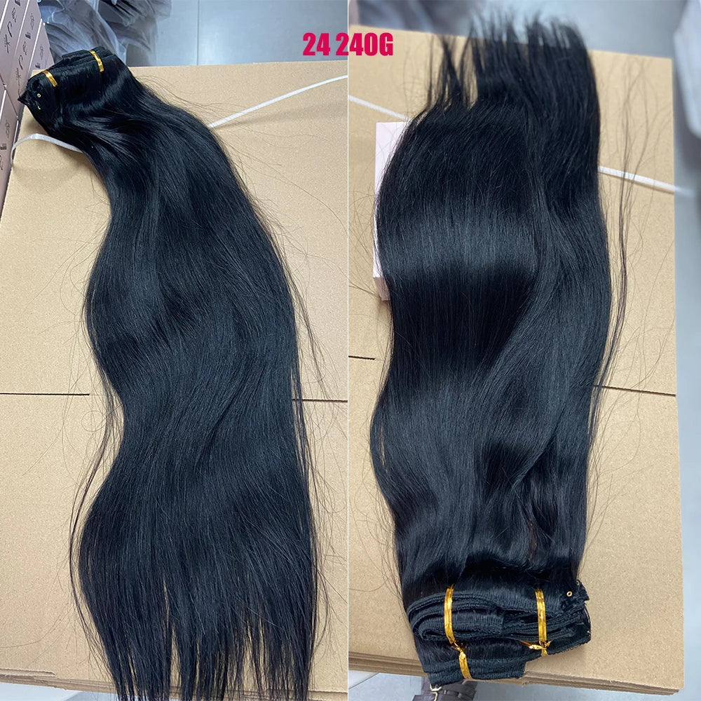 Doreen 160G 200G 240G Volume Series Brazilian Machine Remy Straight Clip In Human Hair Extensions Full Head 10Pcs 16 to 24 Inch