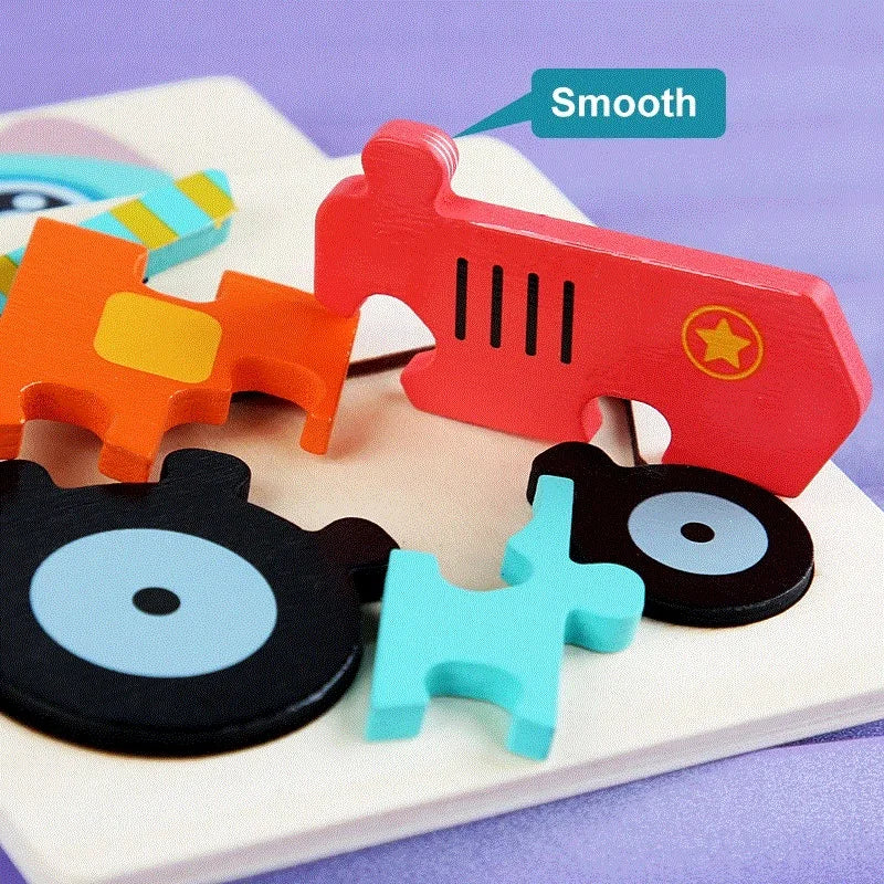 Animals Cartoon Colourful Learning Wooden Puzzle