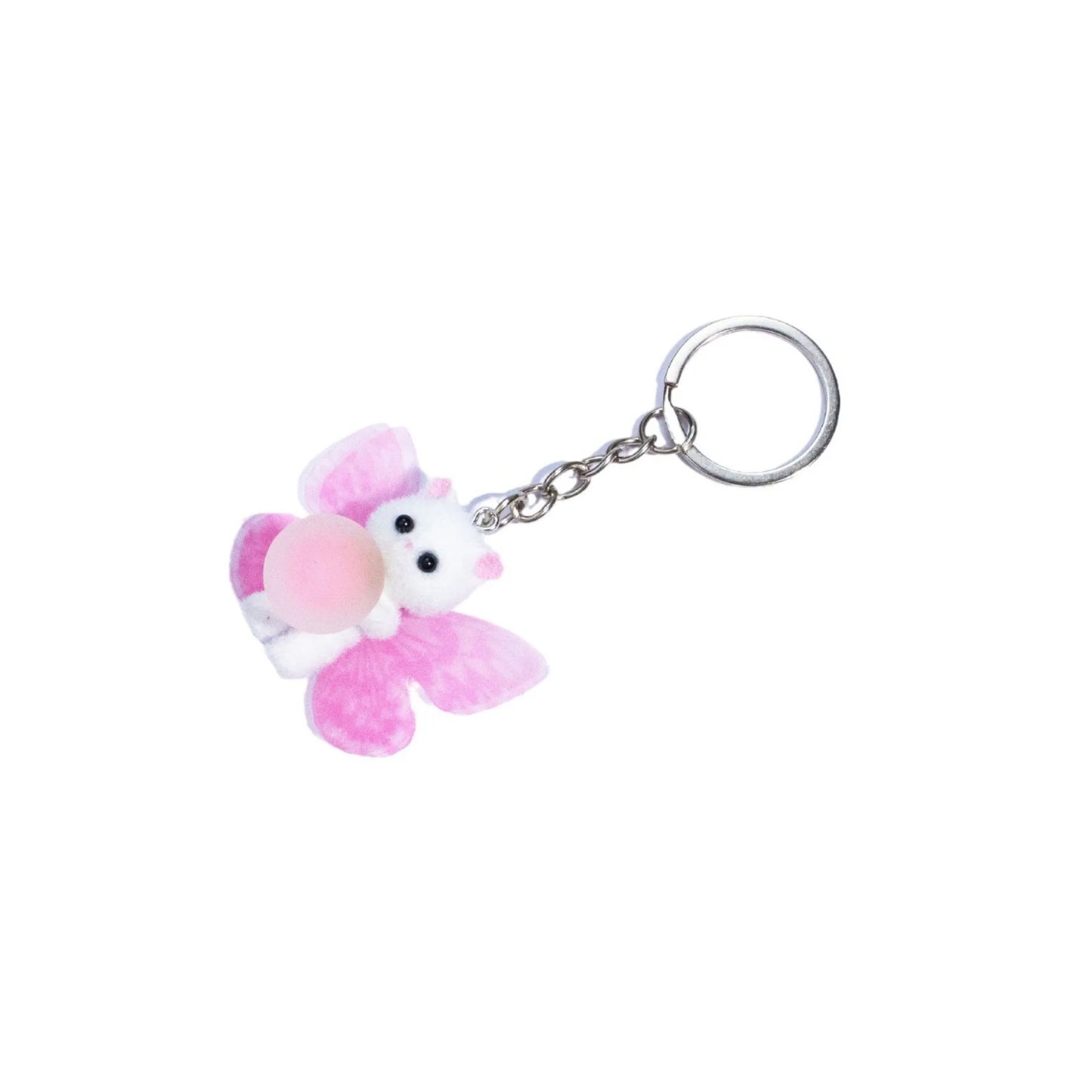 Creative Cat butterfly wings Keychain flocking cat fun cute Keyring Bag Pendant Backpack Charms Car Decor Accessories